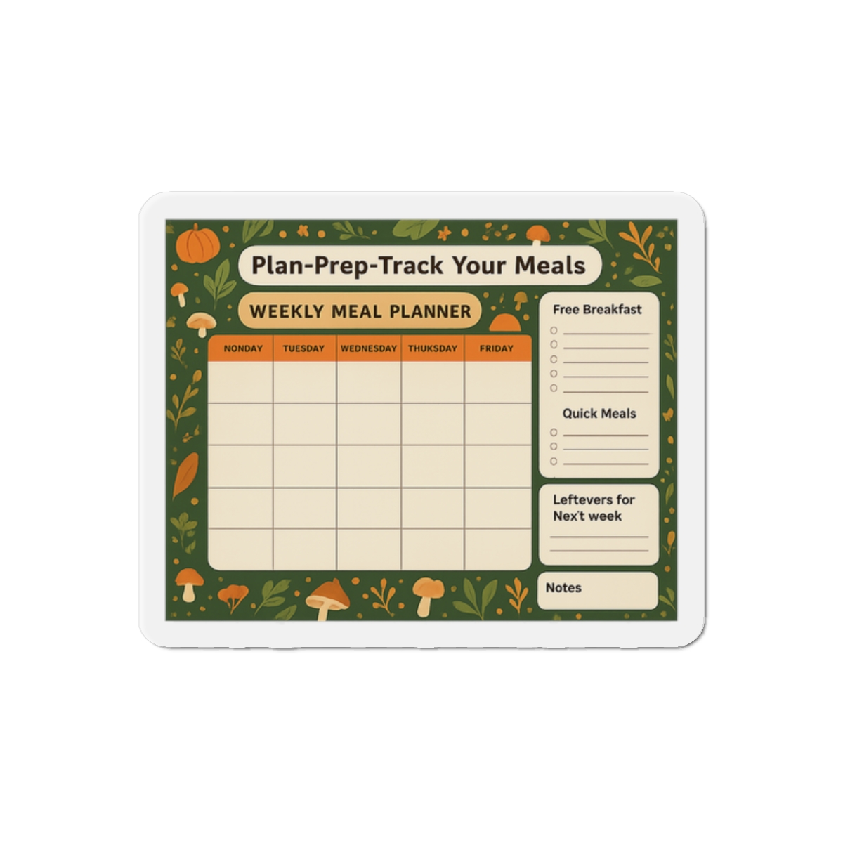Woodland Kitchen Weekly Meal Planner Magnetic Notepad - Official Creator merchandise