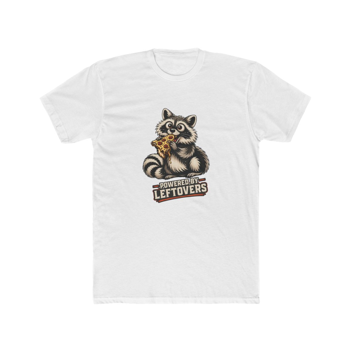 Raccoon Eating Pizza Powered by Leftovers T-Shirt - Official t-shirts merchandise
