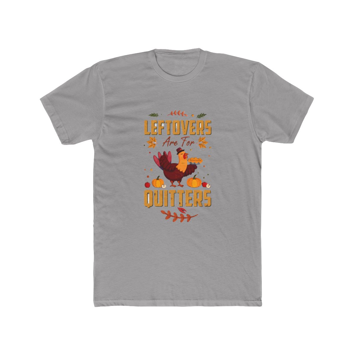 with a Thanksgiving graphic. The design includes a cartoon turkey holding a pie T-Shirt - Official t-shirts merchandise