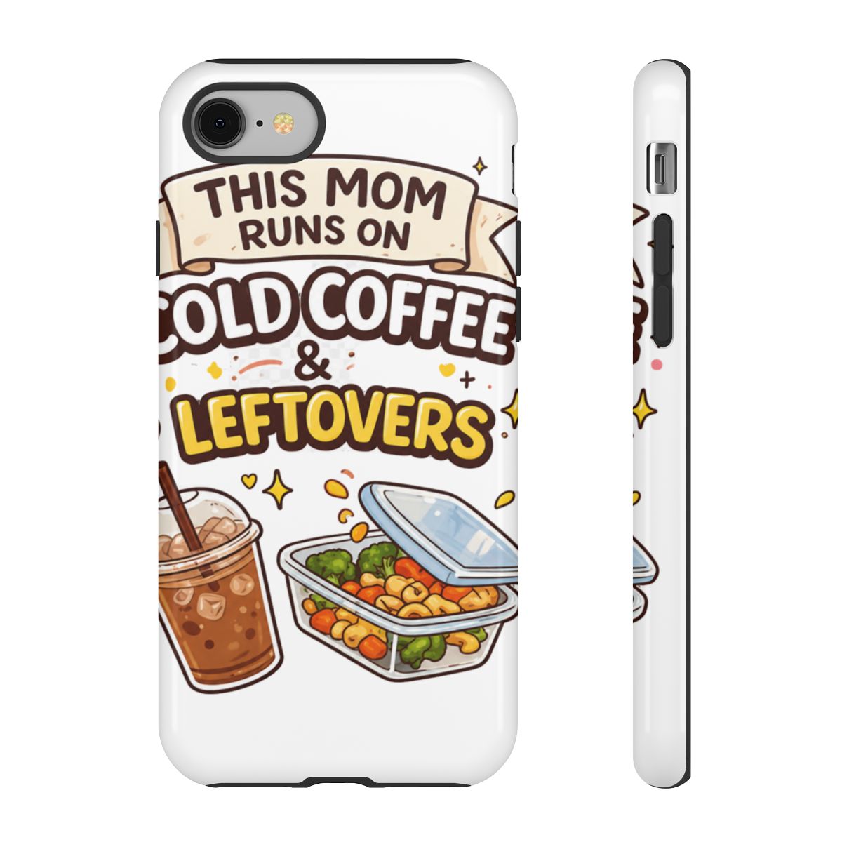 This Mom Runs On Cold Coffee & Leftovers Phone Case | Funny Mom Quote iPhone Case, Relatable Mom Life Gift, Cute Coffee Lover Cover - Official phone-cases merchandise